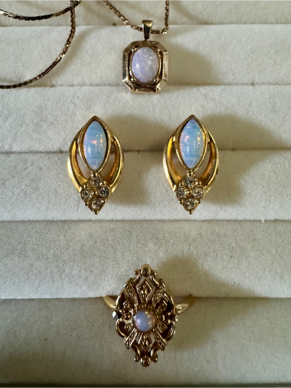 Avon Gold-Tone Opal Set